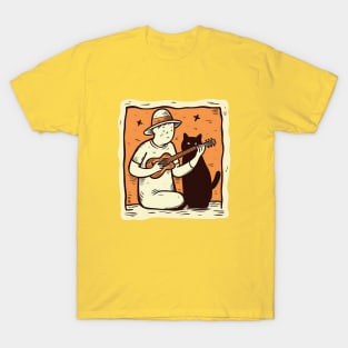 Guy plays guitar for a cat T-Shirt